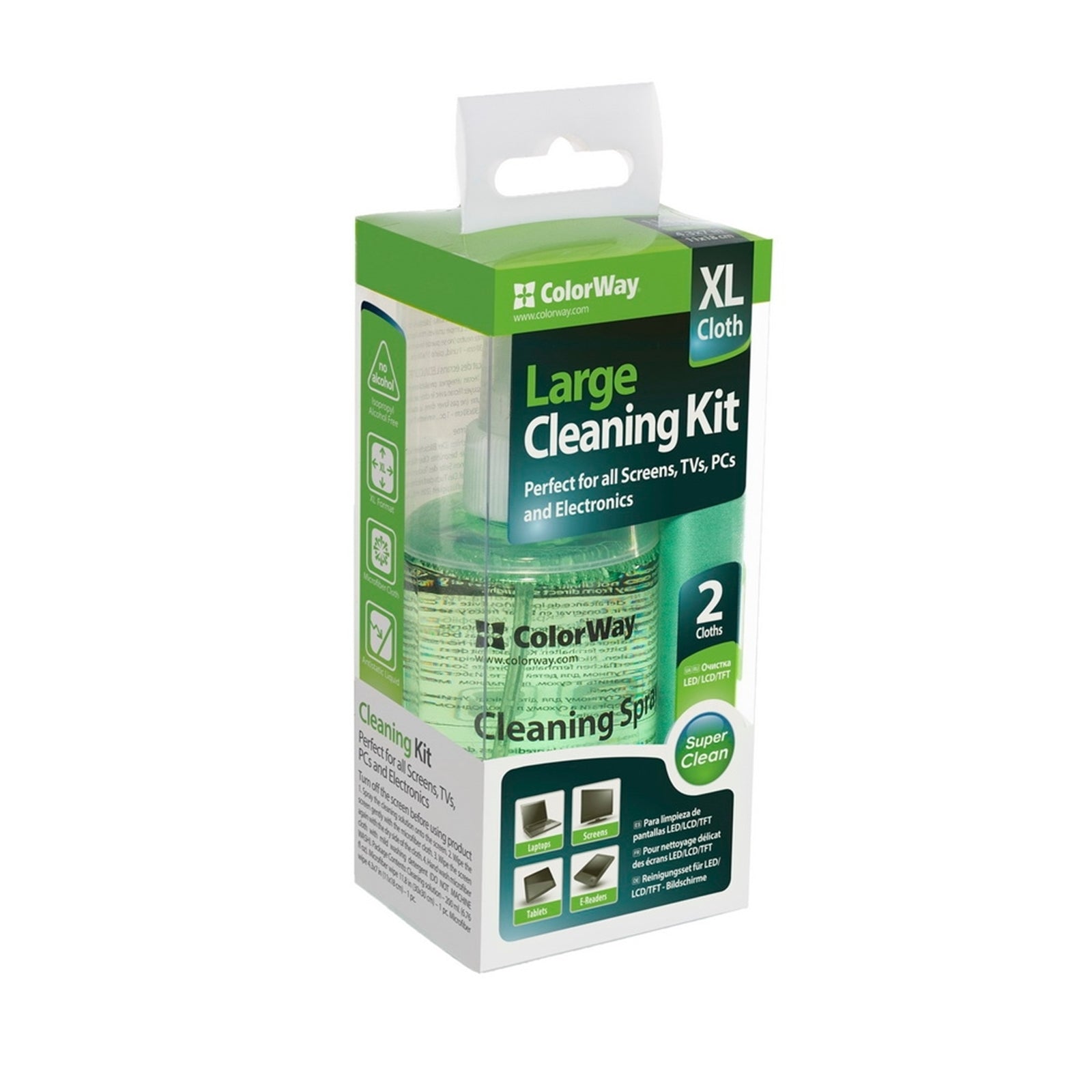 Colorway Screen Cleaner Kit - 200ml Alcohol-Free + Microfiber Cloths Colorway Screen Cleaner Kit - 200ml Alcohol-Free + Microfiber Cloths